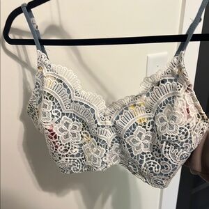 Elegant Lace Bralette - White and Blue